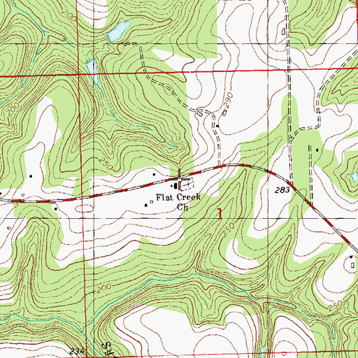 Topographic Map of Flat Creek Church, FL