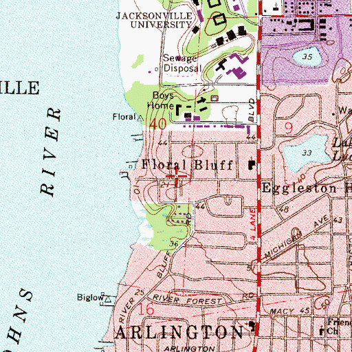 Topographic Map of Floral Bluff, FL