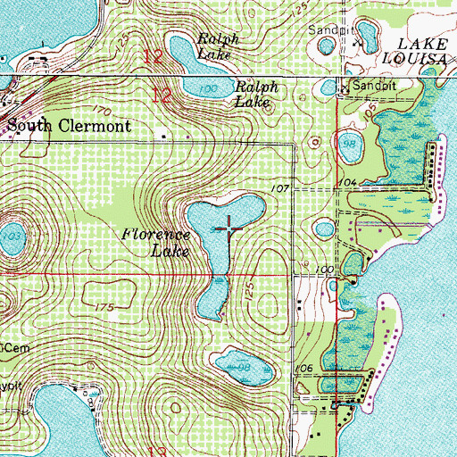 Topographic Map of Florence Lake, FL