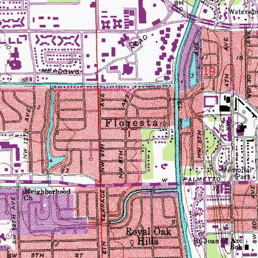 Topographic Map of Floresta, FL