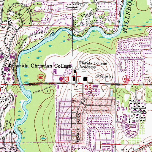 Topographic Map of Florida College Academy, FL