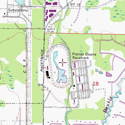 Topographic Map of Florida Downs Racetrack, FL