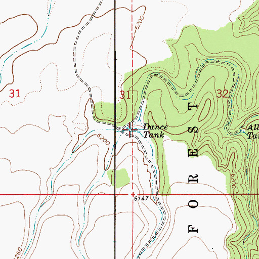 Topographic Map of Dance Tank, AZ