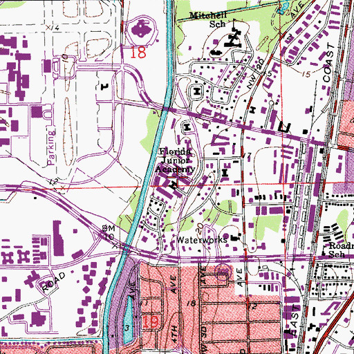 Topographic Map of Florida Junior Academy, FL