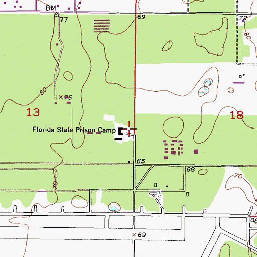 Topographic Map of Florida State Prison Camp, FL