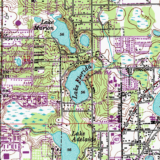 Topographic Map of Lake Florida, FL