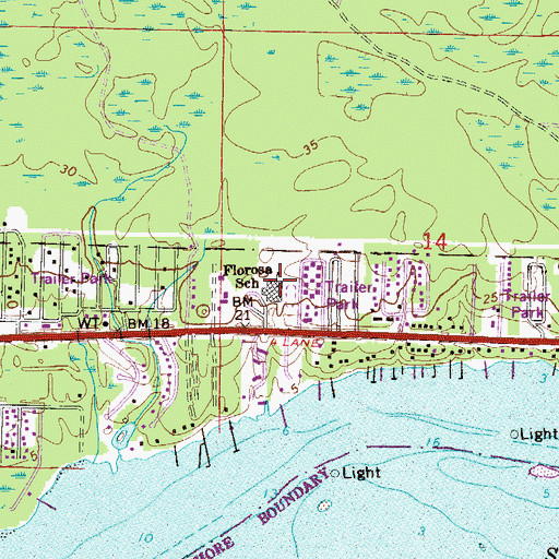 Topographic Map of Florosa School, FL