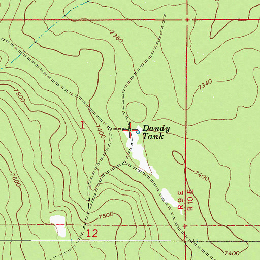 Topographic Map of Dandy Tank, AZ
