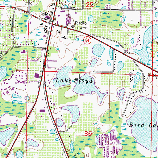 Topographic Map of Lake Floyd, FL