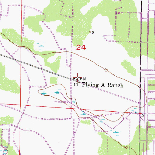 Topographic Map of Flying A Ranch, FL