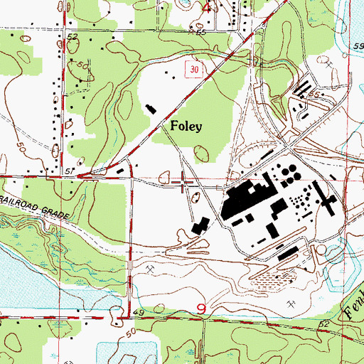 Topographic Map of Foley, FL