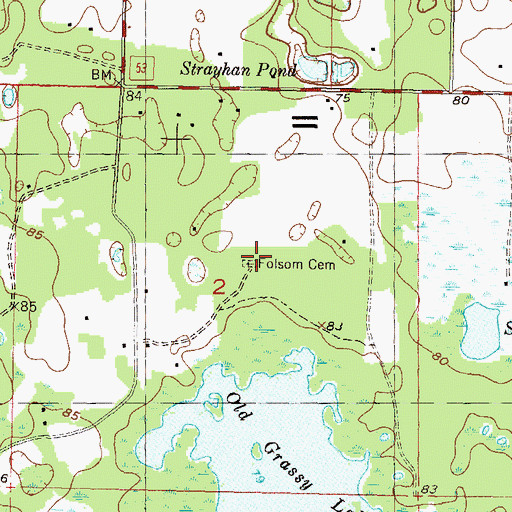 Topographic Map of Folsom Cemetery, FL