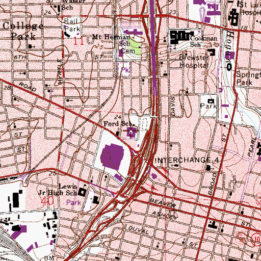 Topographic Map of John E Ford English and Spanish Montessori Pre K-8 School, FL
