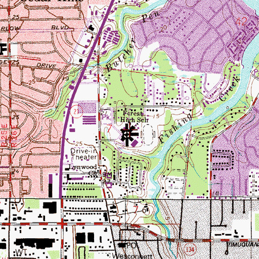 Topographic Map of Forest High School, FL