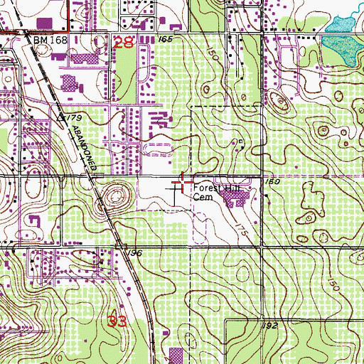 Topographic Map of Forest Hill Cemetery, FL