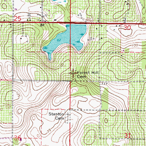Topographic Map of Forest Hill Cemetery, FL