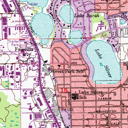 Topographic Map of Forest Park School, FL