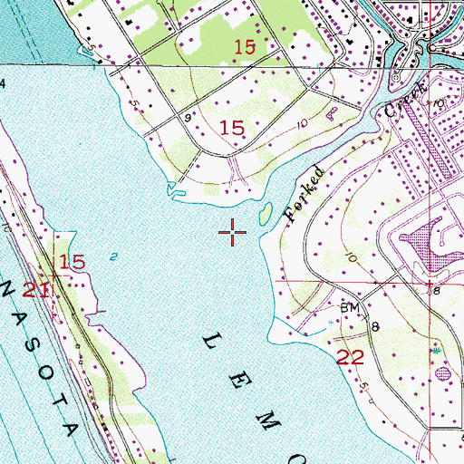 Topographic Map of Forked Creek, FL