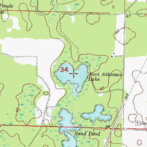 Topographic Map of Fort Atkinson Lake, FL