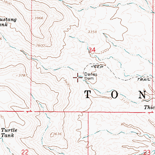 Topographic Map of Danes Dam, AZ