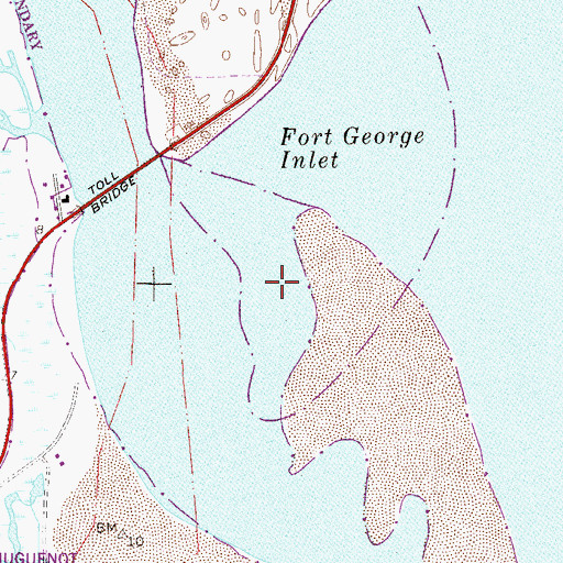 Topographic Map of Fort George Inlet, FL