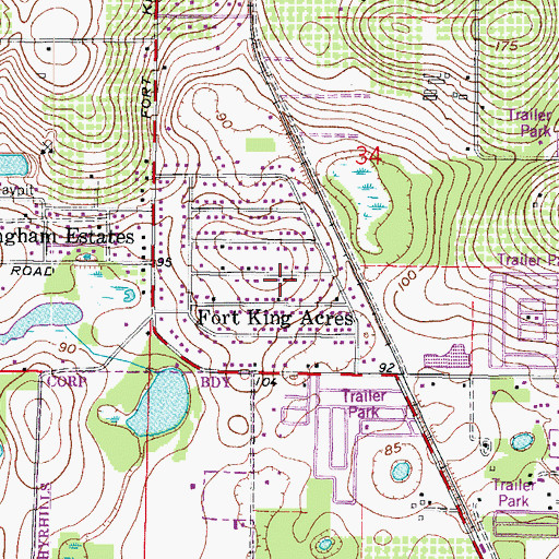 Topographic Map of Fort King Acres, FL