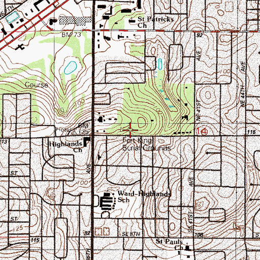 Topographic Map of Fort King Burial Grounds, FL