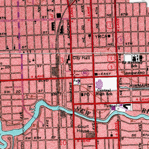 Topographic Map of Fort Lauderdale, FL