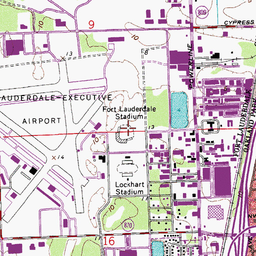 Topographic Map of Fort Lauderdale Stadium, FL