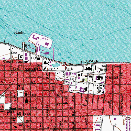 Topographic Map of Fort Mellon Park, FL
