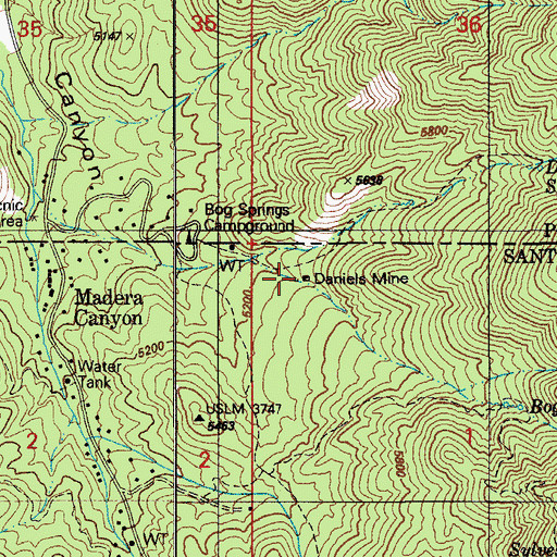 Topographic Map of Daniels Mine, AZ