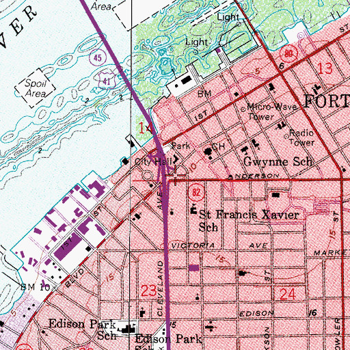 Topographic Map of Fort Myers, FL