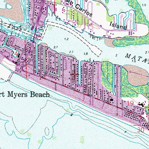 Topographic Map of Fort Myers Beach, FL