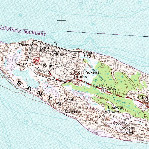 Topographic Map of Fort Pickens Ruins (historical), FL