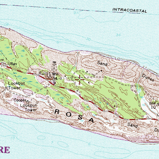Topographic Map of Fort Pickens State Park, FL