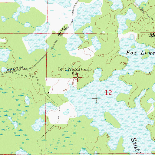 Topographic Map of Fort Waccasassa Site, FL