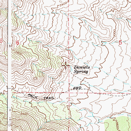 Topographic Map of Daniels Spring, AZ