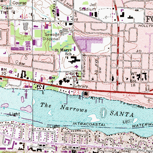 Topographic Map of Fort Walton Beach, FL