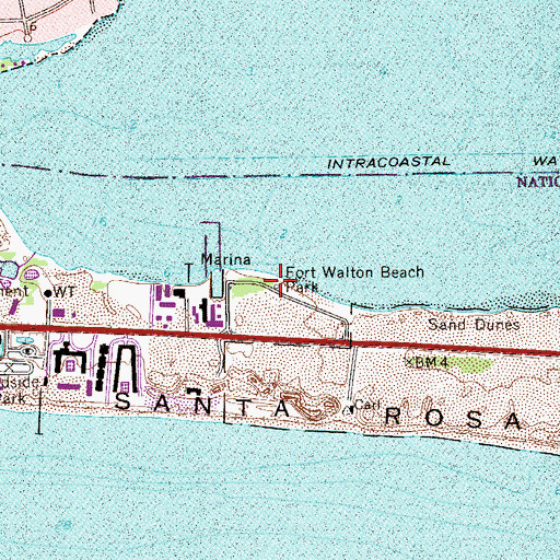 Topographic Map of Fort Walton Beach Park, FL