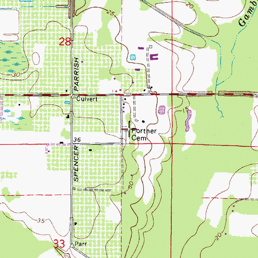 Topographic Map of Fortner Cemetery, FL