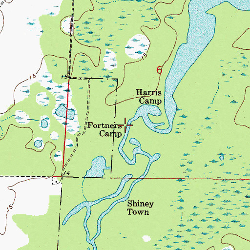Topographic Map of Fortners Camp, FL