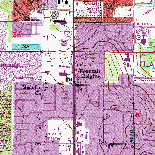 Topographic Map of Fountain Heights, FL