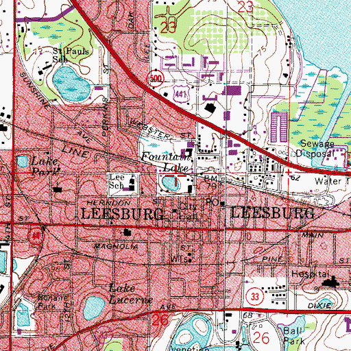 Topographic Map of Fountain Lake, FL