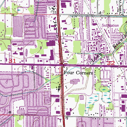 Topographic Map of Four Corners, FL