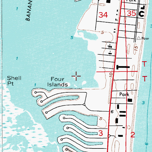 Topographic Map of Four Islands, FL