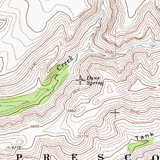 Topographic Map of Dans Spring, AZ