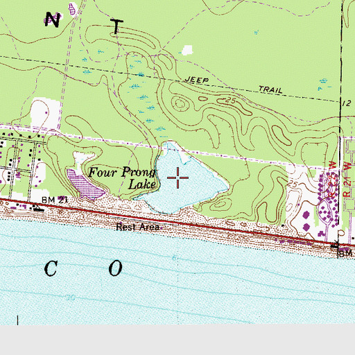 Topographic Map of Four Prong Lake, FL