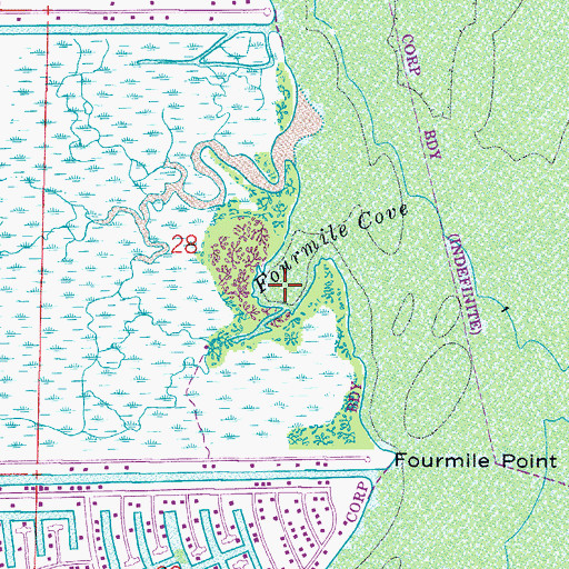 Topographic Map of Fourmile Cove, FL