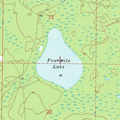 Topographic Map of Fourmile Lake, FL