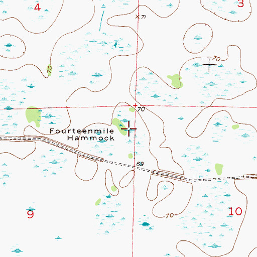 Topographic Map of Fourteenmile Hammock, FL